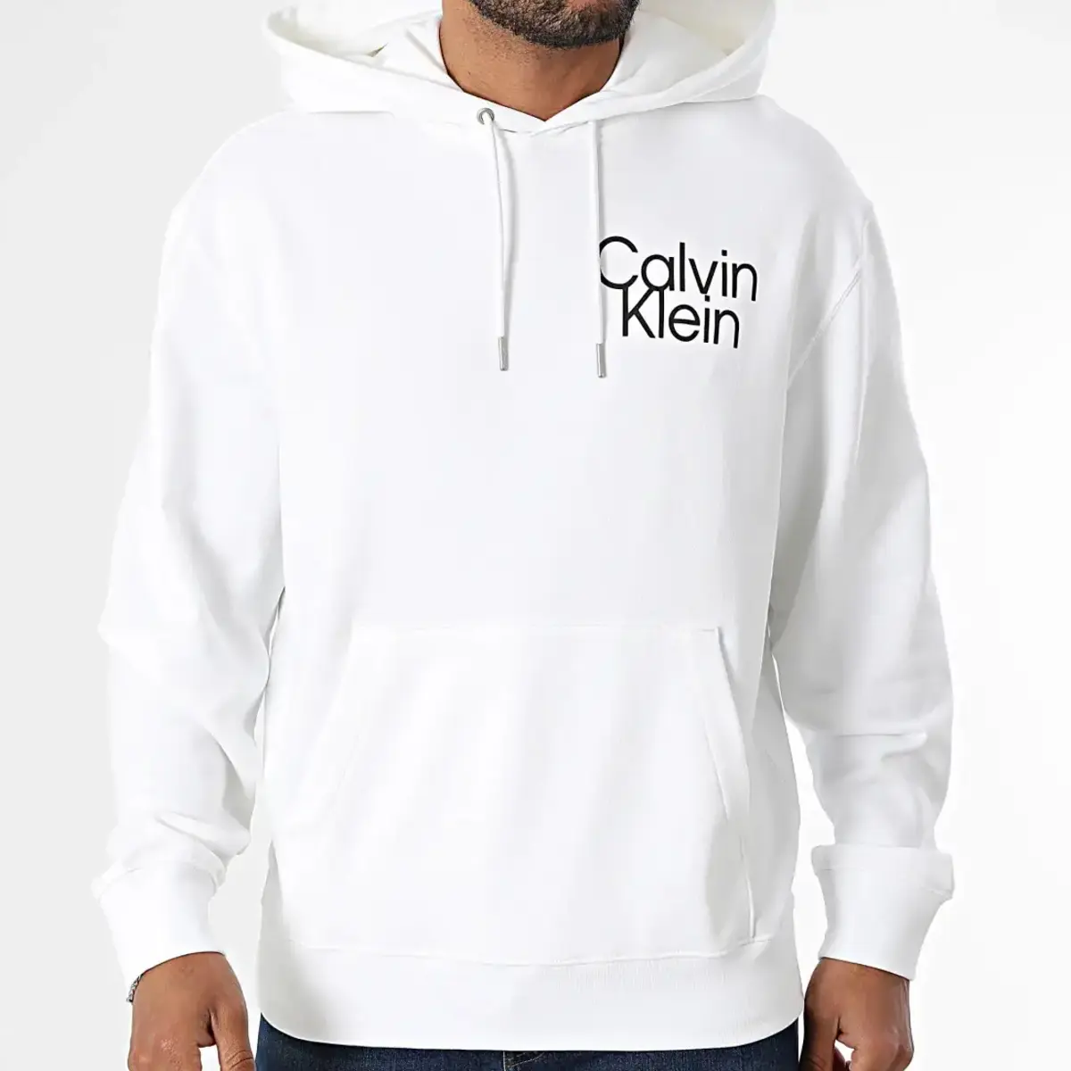Calvin Klein LS EU 350TERRY SP CALVIN GRAPHIC Beyaz Erkek Sweatshirt