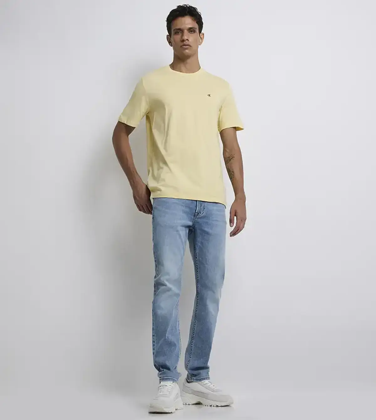 Calvin Klein SS SMOOTH CTTN SOLID CREWNK TEE Sarı Erkek Tişört