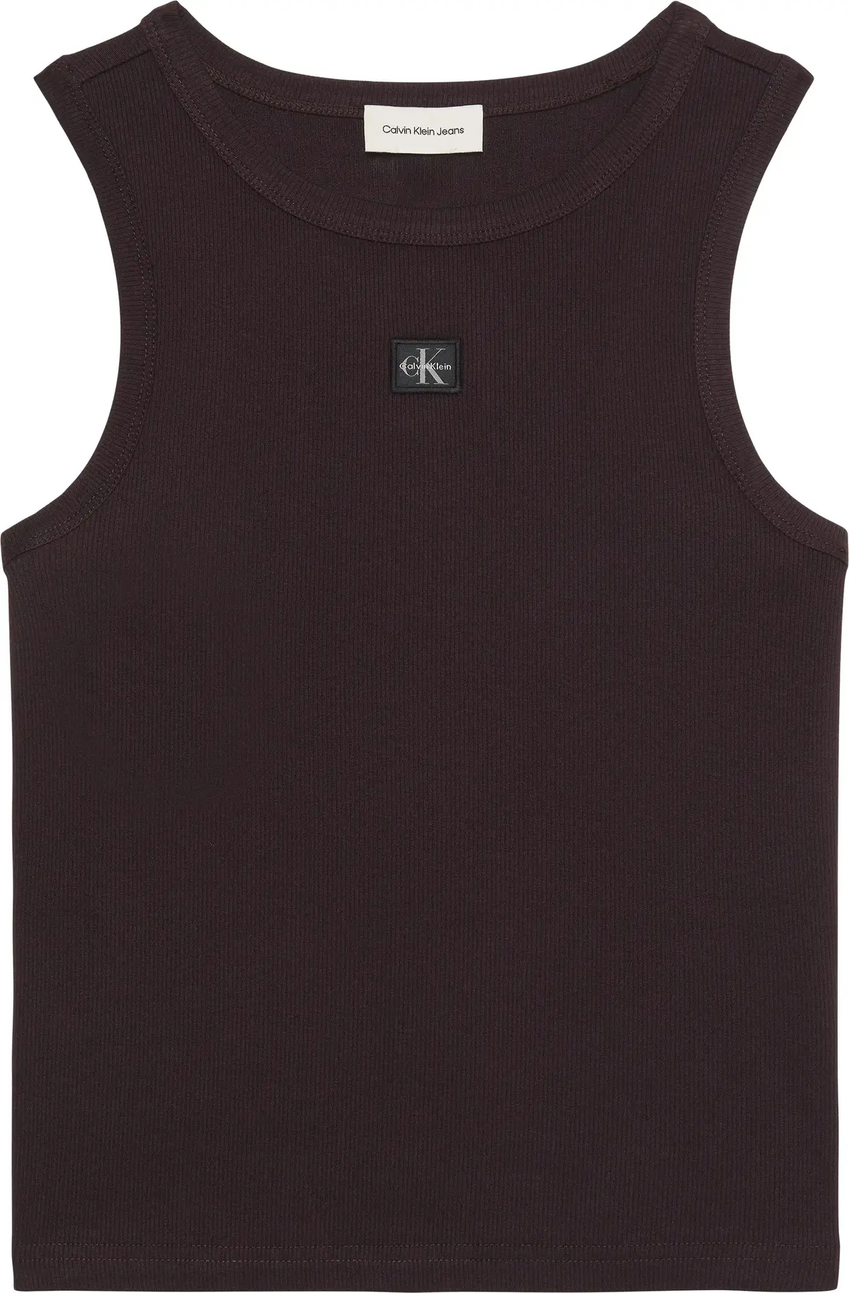 Calvin Klein WOVEN LABEL 2X2 BABY RIB TANK Kadın Siyah T-Shirt