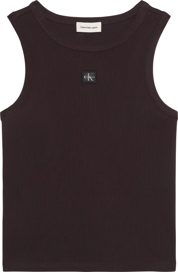 Calvin Klein WOVEN LABEL 2X2 BABY RIB TANK Kadın Siyah T-Shirt