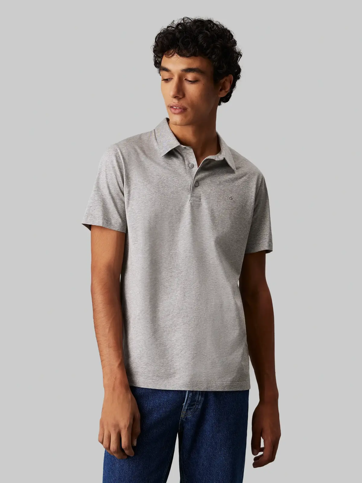Calvin Klein LIQUID JERSEY MELANG Gri Erkek Tişört
