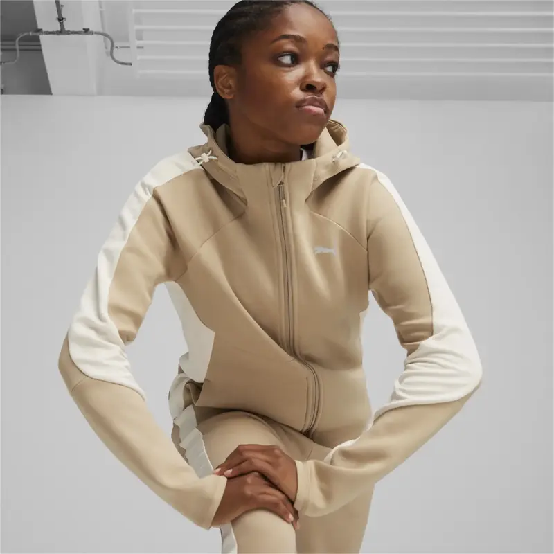 Puma EVOSTRIPE FZ Hoodie Açık Kahve Kadın Sweatshirt