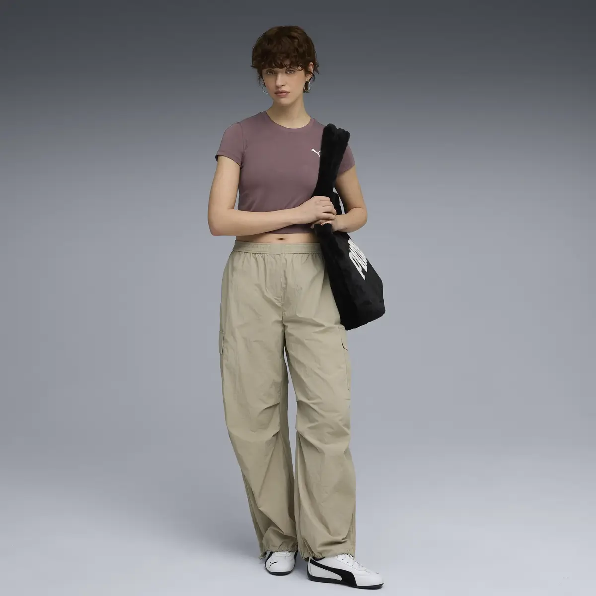 Puma WARDROBE ESS Baby Tee Kahverengi Kadın T-Shirt