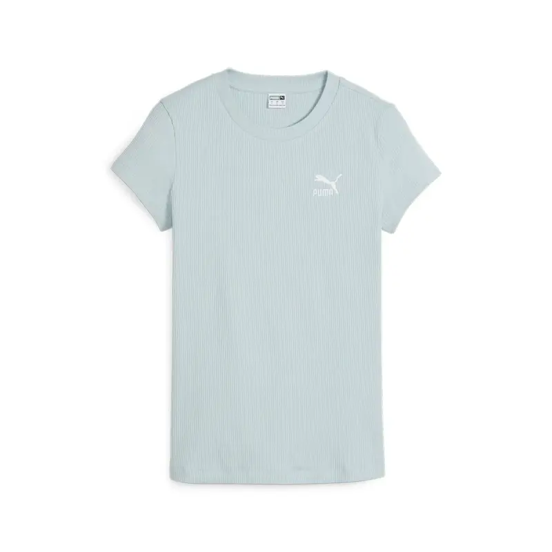 Puma CLASSICS Ribbed Slim Tee Yeşil Kadın T-Shirt