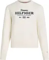 Tommy Hilfiger LOGO C-NECK SWEATER, Z00 Krem Kadın Sweatshirt