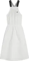 Calvin Klein LOGO TAPE STRAP MIDI Kadın Beyaz Elbise