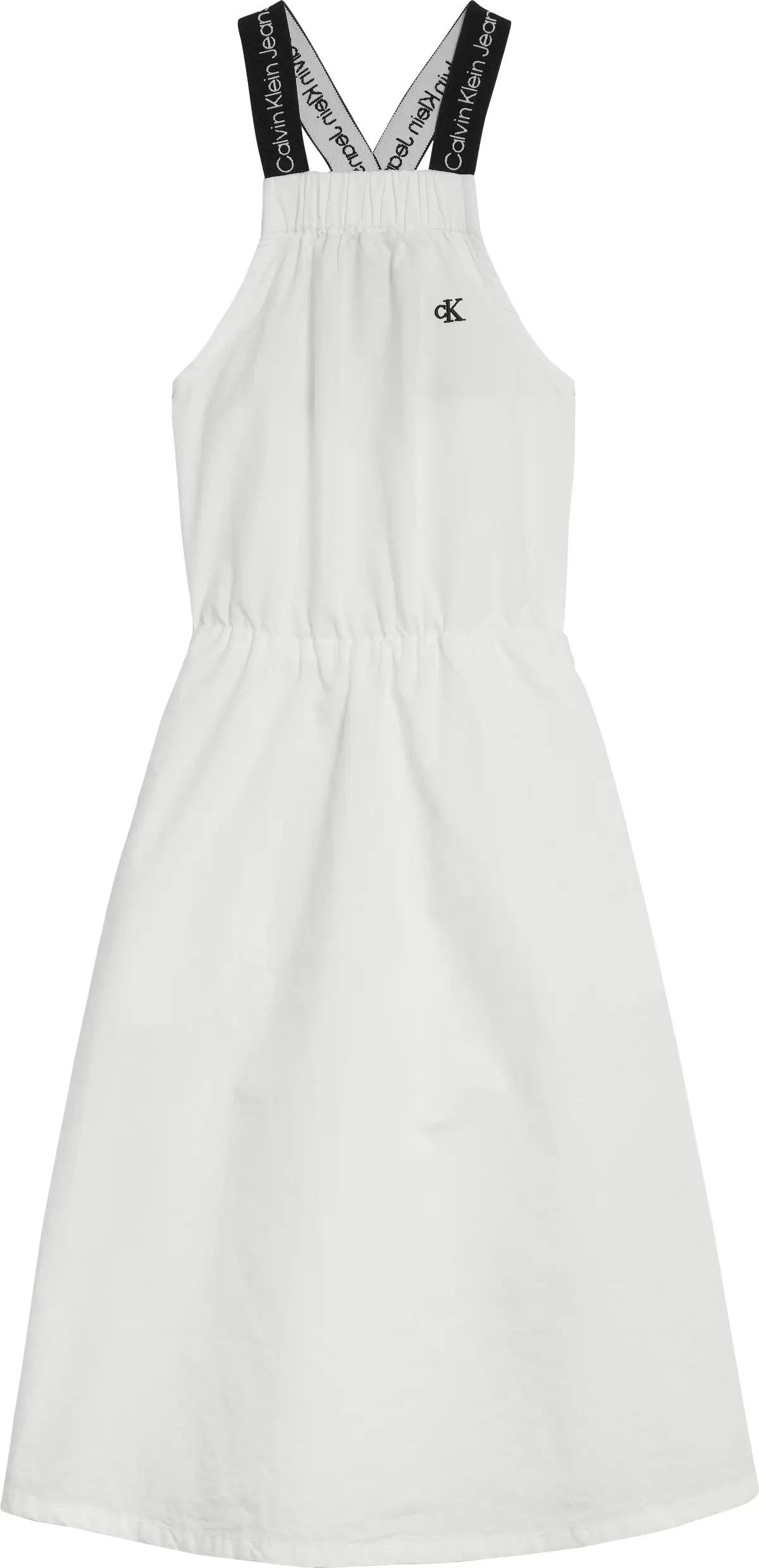 Calvin Klein LOGO TAPE STRAP MIDI Kadın Beyaz Elbise