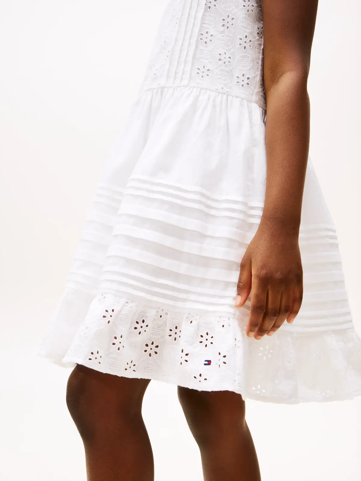 Tommy Hilfiger EMBROIDERED COTTON D, YBR Beyaz Kız Çocuk Elbise-Etek