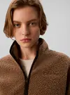 Calvin Klein SHERPA 1/4 ZIP CONTR, RMF Kahverengi Kadın Sweatshirt
