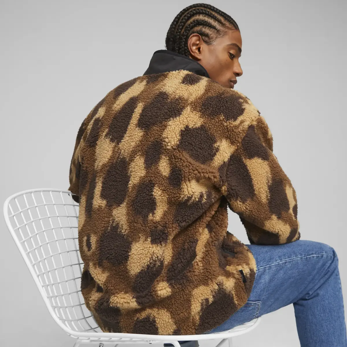 Puma Downtown AOP Sherpa Jacket Kahverengi Erkek Ceket