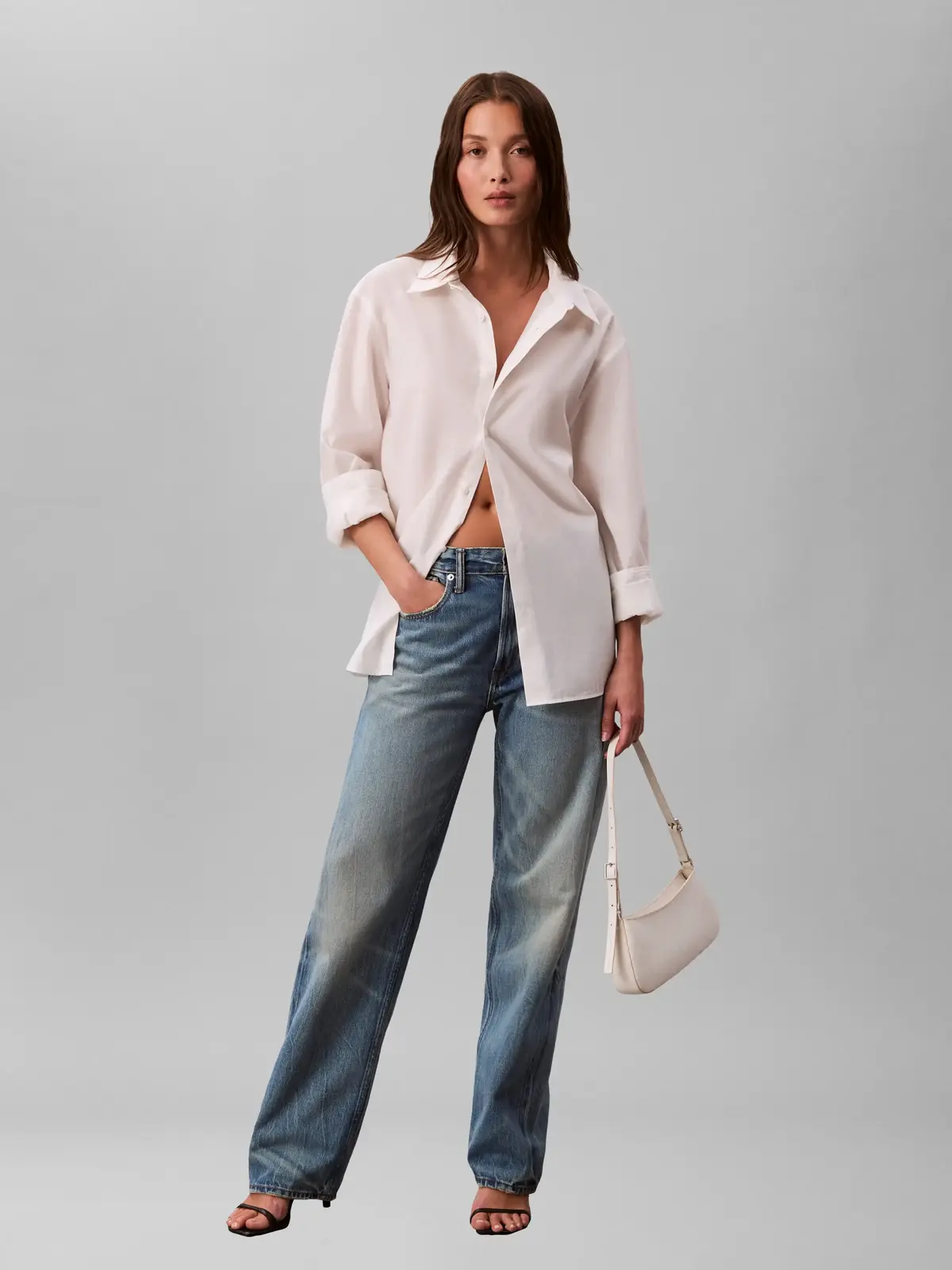 Calvin Klein EMBLEM AOP SMALL SHO Krem Omuz Çantası