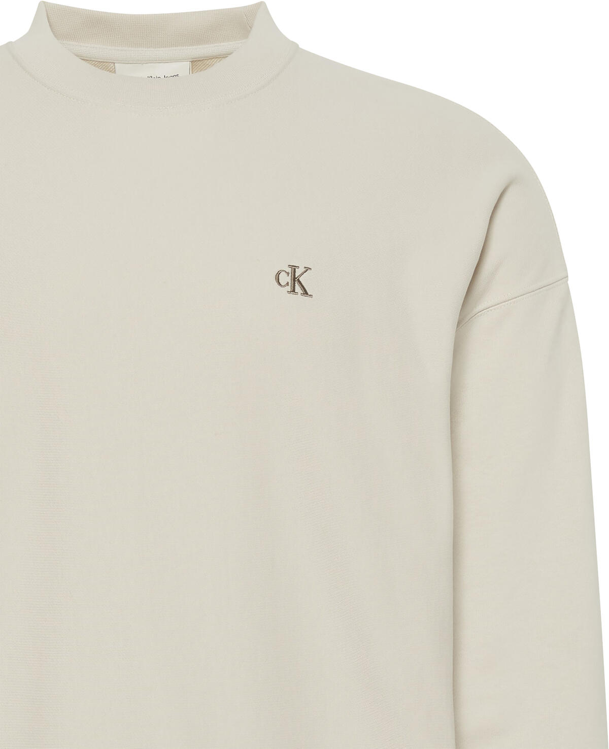 Calvin Klein PREMIUM TERRY MONOGRAM CN SWEATS Beyaz Erkek Sweatshirt