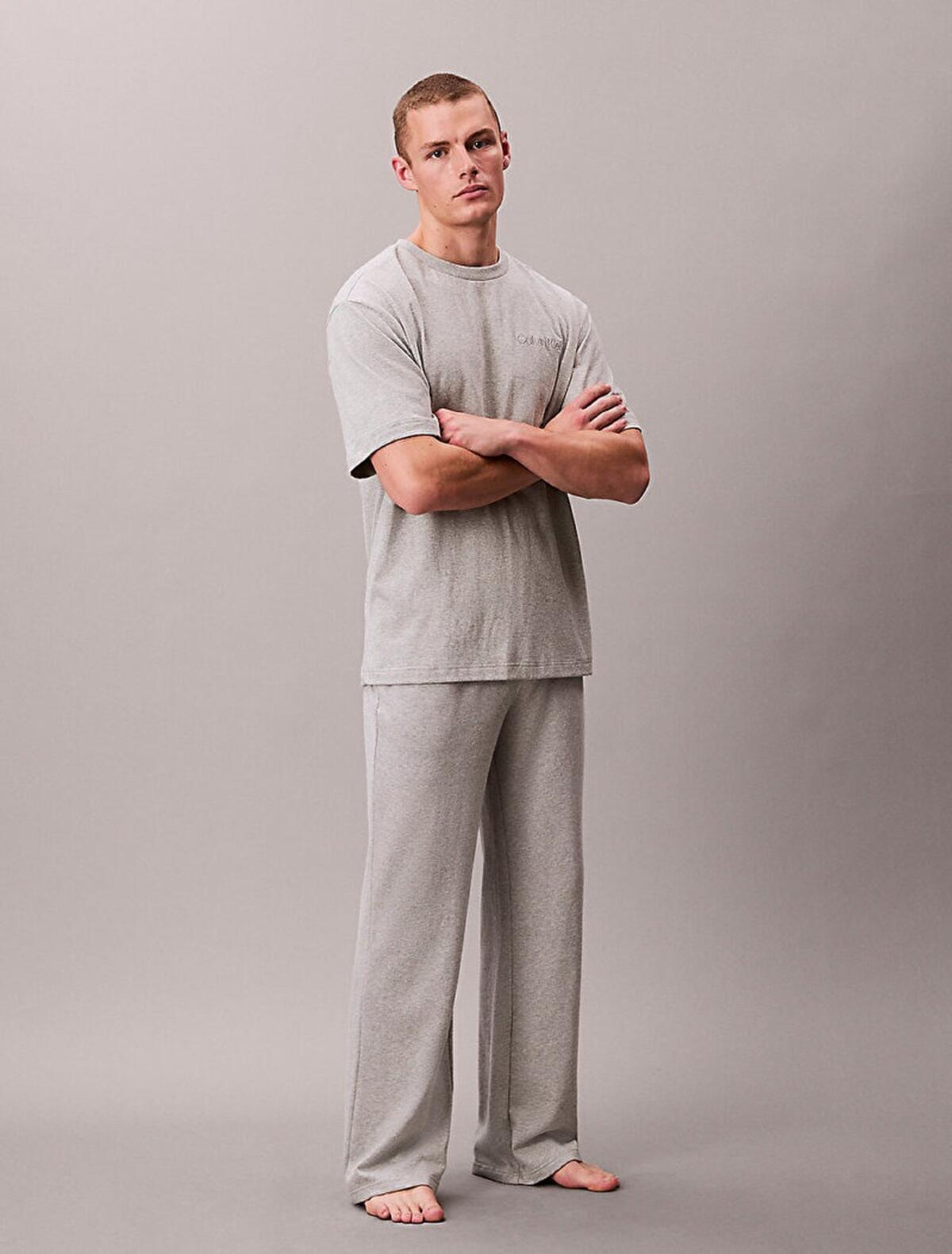 Calvin Klein S/S CREW NECK Gri Erkek Pijama Üstü