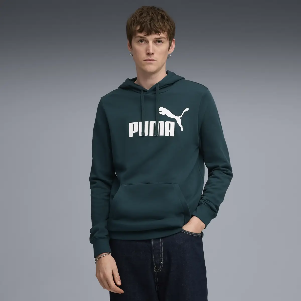 Puma ESS No. 1 Logo Hoodie Yeşil Erkek Kpüşonlu Sweatshirt