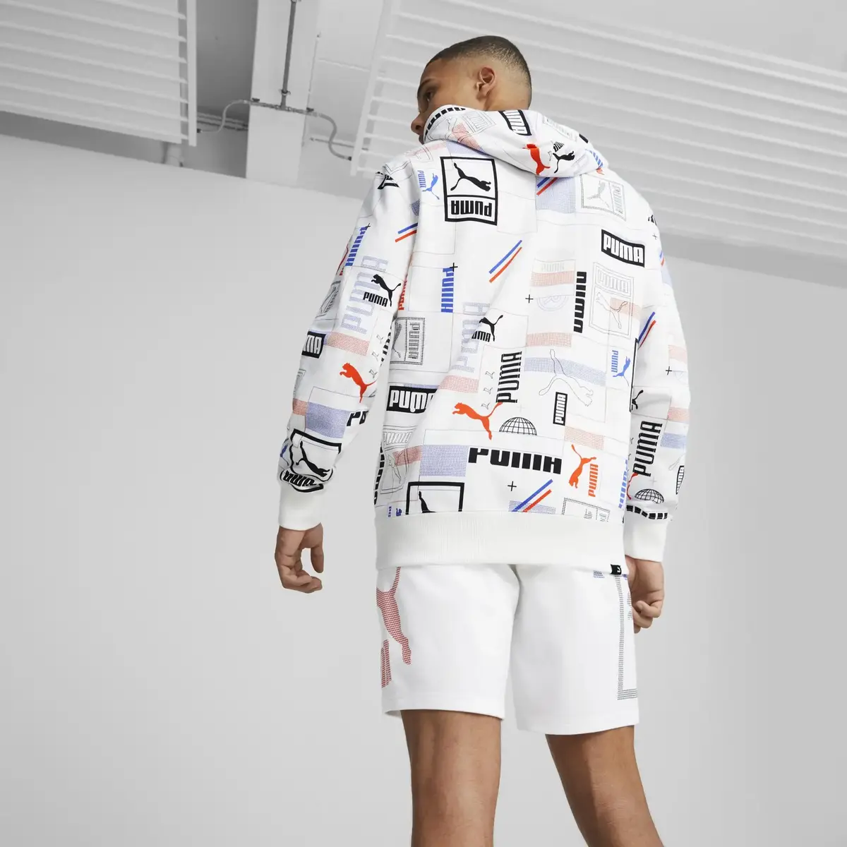 Puma CLASSICS GEN. AOP Hoodie TR Beyaz Erkek/Unisex Hoodie