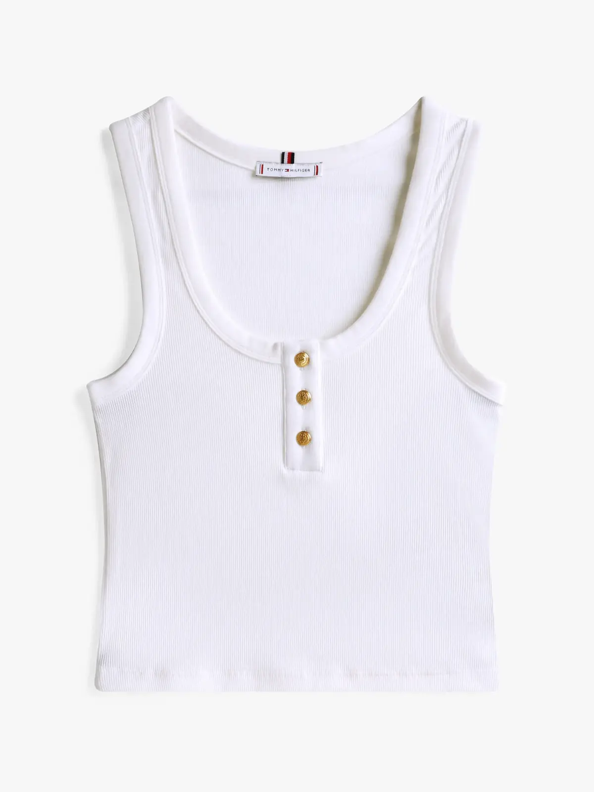 Tommy Hilfiger SLIM HENLEY GB SCOOP, YBL Beyaz Kadın T-Shirt & Polo