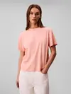 Calvin Klein SS SUPIMA JERSEY EMB Pembe Kadın Tişört