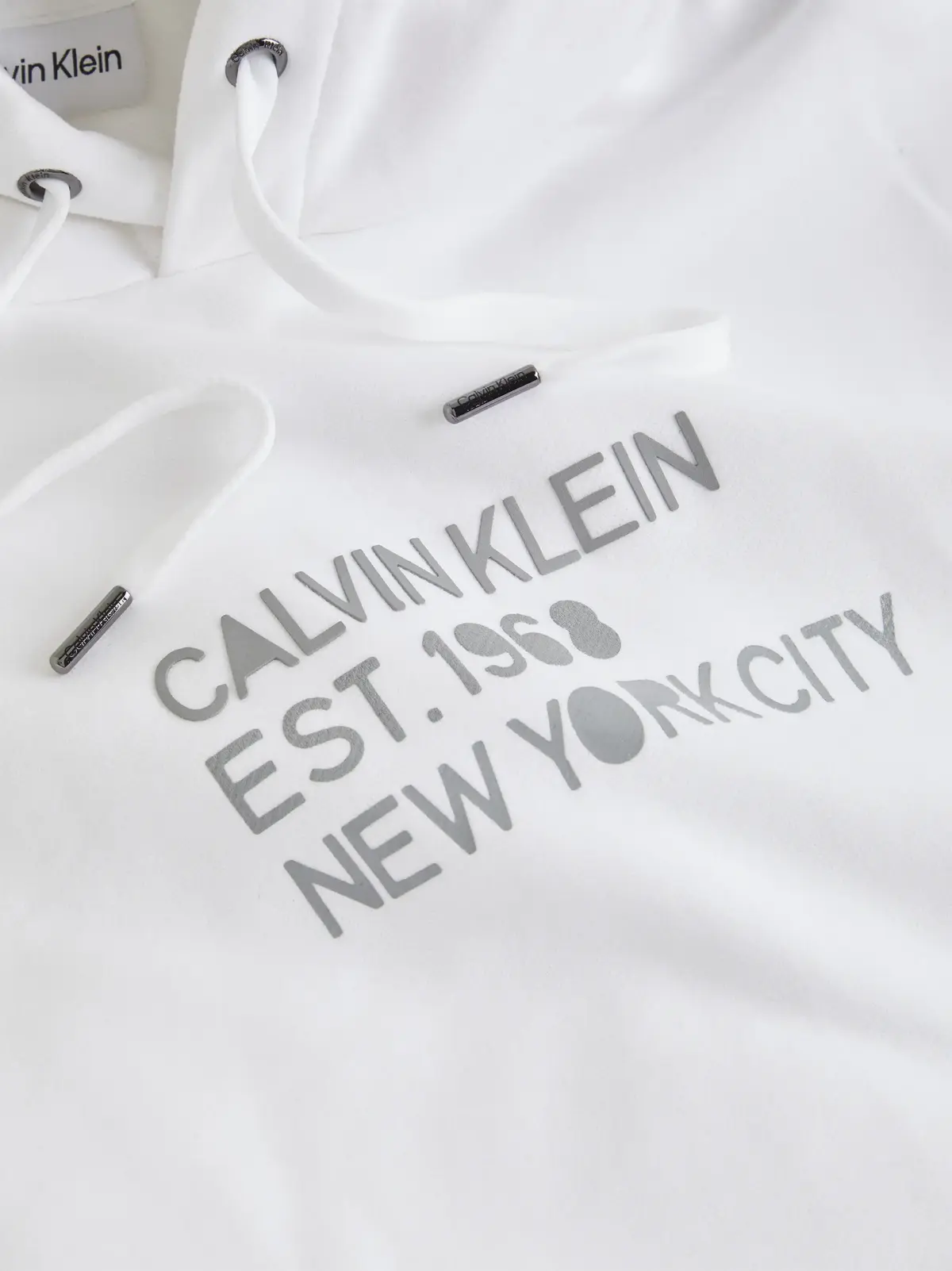 Calvin Klein MIXED PRINT STENCIL Erkek Beyaz Hoodie