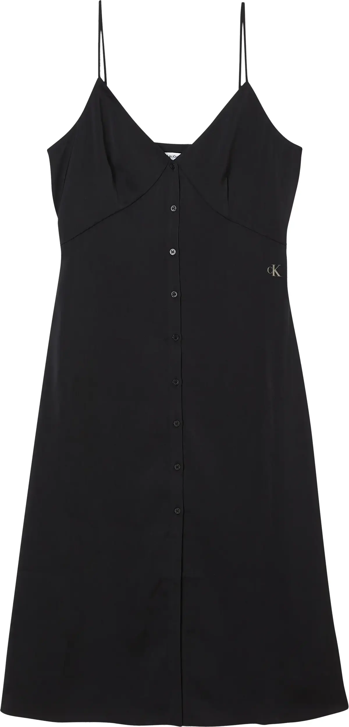 Calvin Klein BUTTON THROUGH SLIP Kadın Siyah Elbise