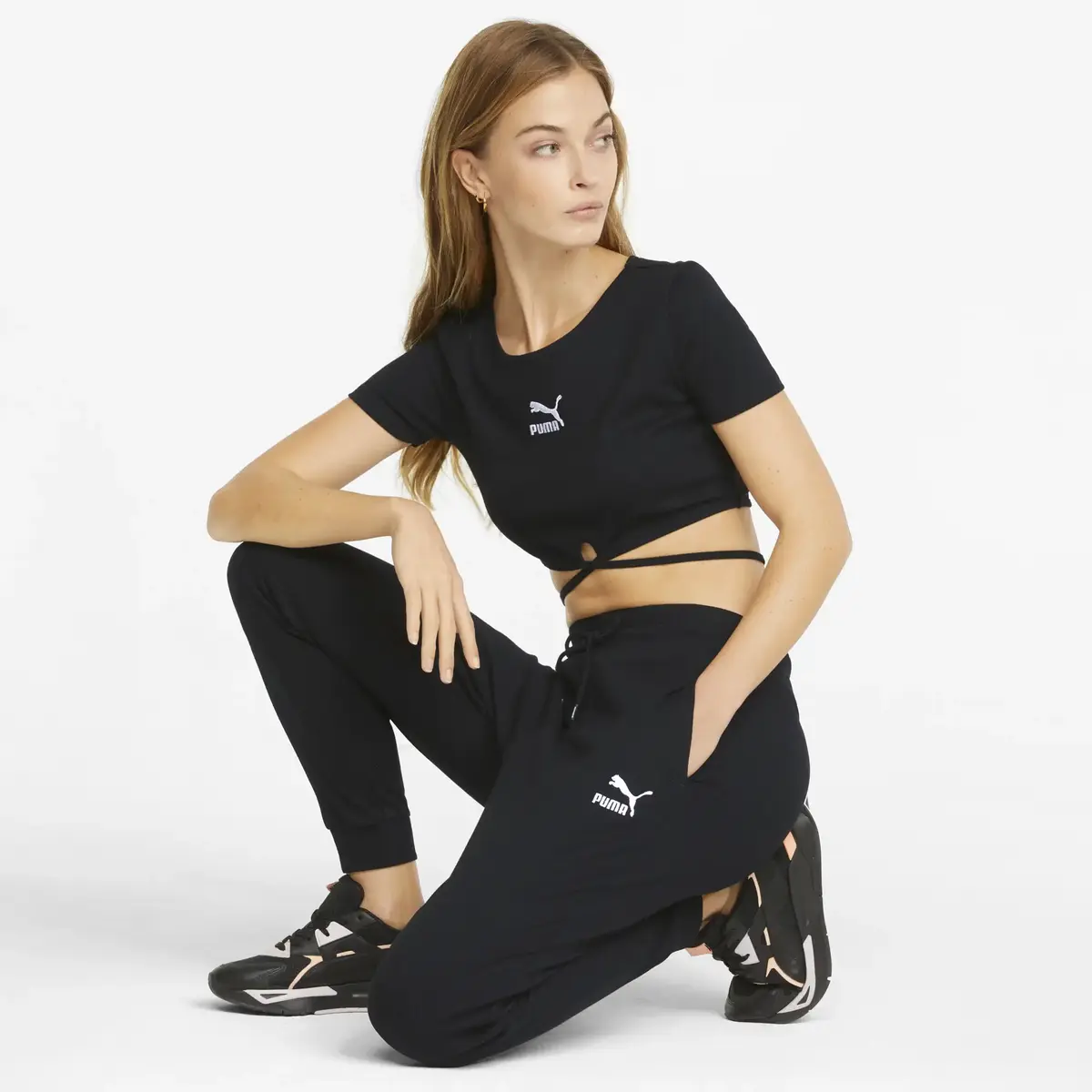 Puma Classics Ribbed Slim Pants Puma Black Siyah Kadın Tayt