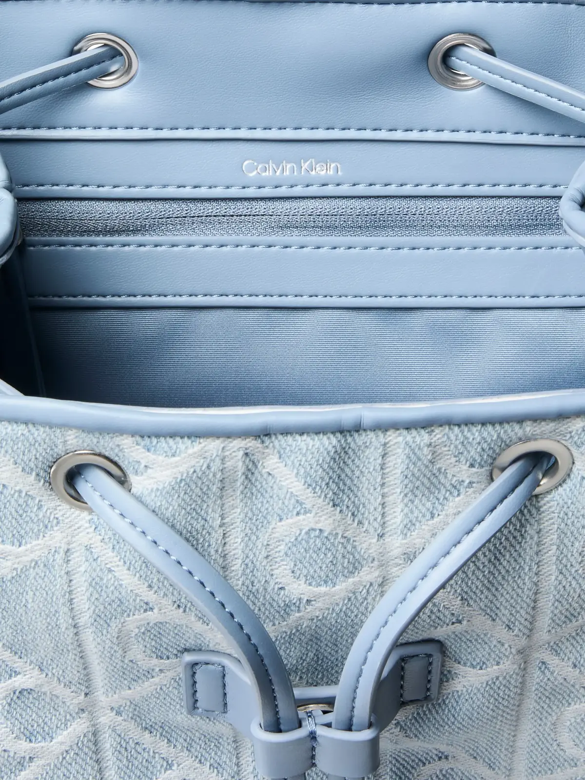 Calvin Klein EMBLEM AOP DENIM BAC Mavi Kot Kumaşı Kadın Sırt Çantası