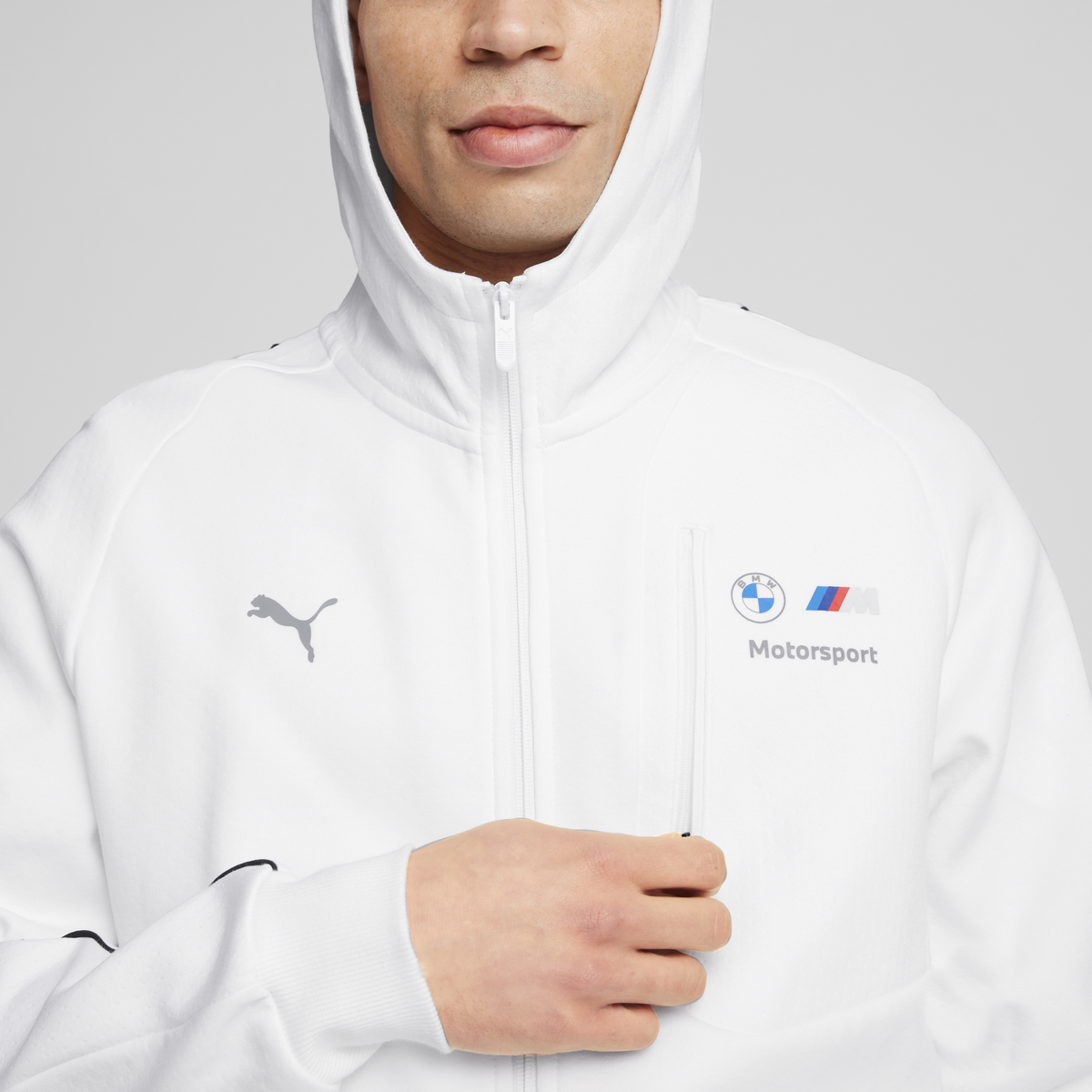 Puma BMW MMS HOODED SWEAT JKT Beyaz Erkek Fermuarlı Ceket
