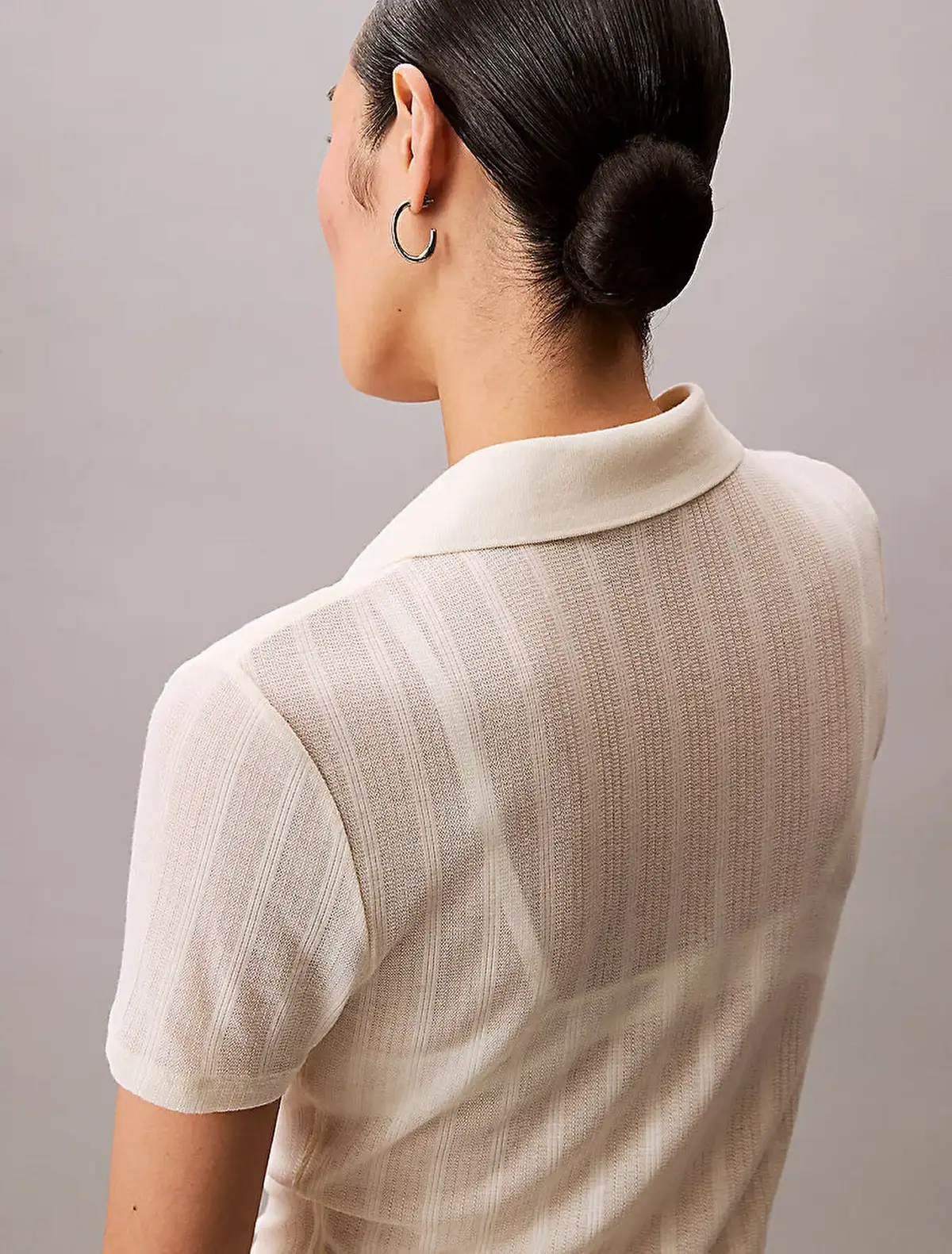 Calvin Klein POINTELLE SS POLO TOP Sarı Kadın Polo T-Shirt