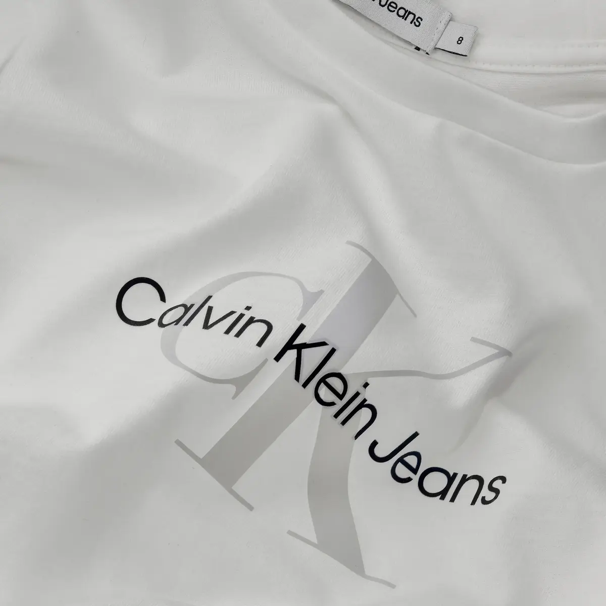 Calvin Klein REFLECTIVE MONOGRAM Kadın Beyaz T-Shirt