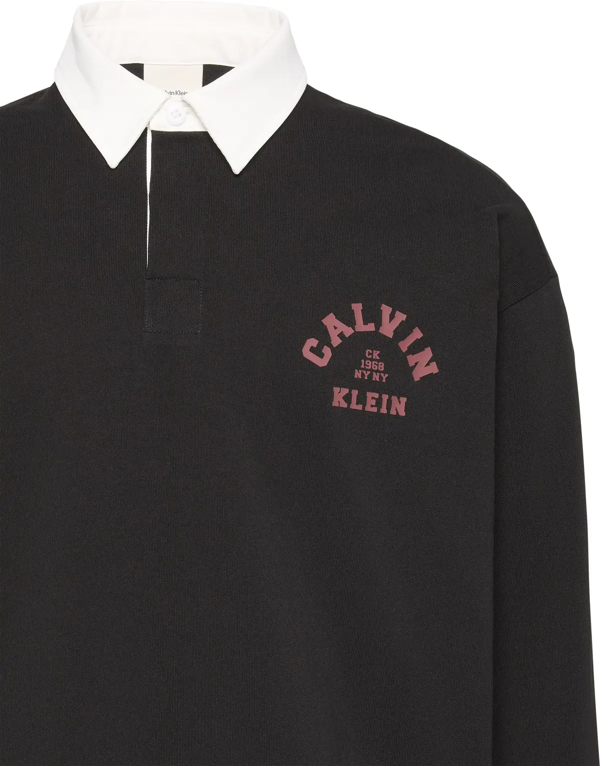 Calvin Klein COMPACT RUGBY LS POLO Erkek Siyah Polo Sweatshirt