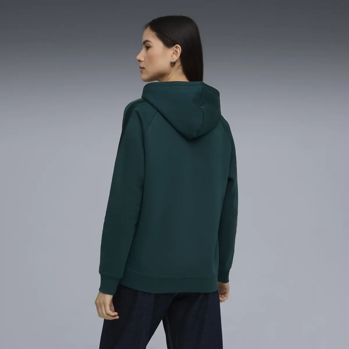 Puma ESS ELEVATED Satin Hoodie Yeşil Kadın Saten Kapüşonlu Sweatshirt