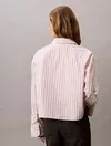 Calvin Klein YD STRIPE BOXY CROPPED SHIRT Bej Kadın Tişört