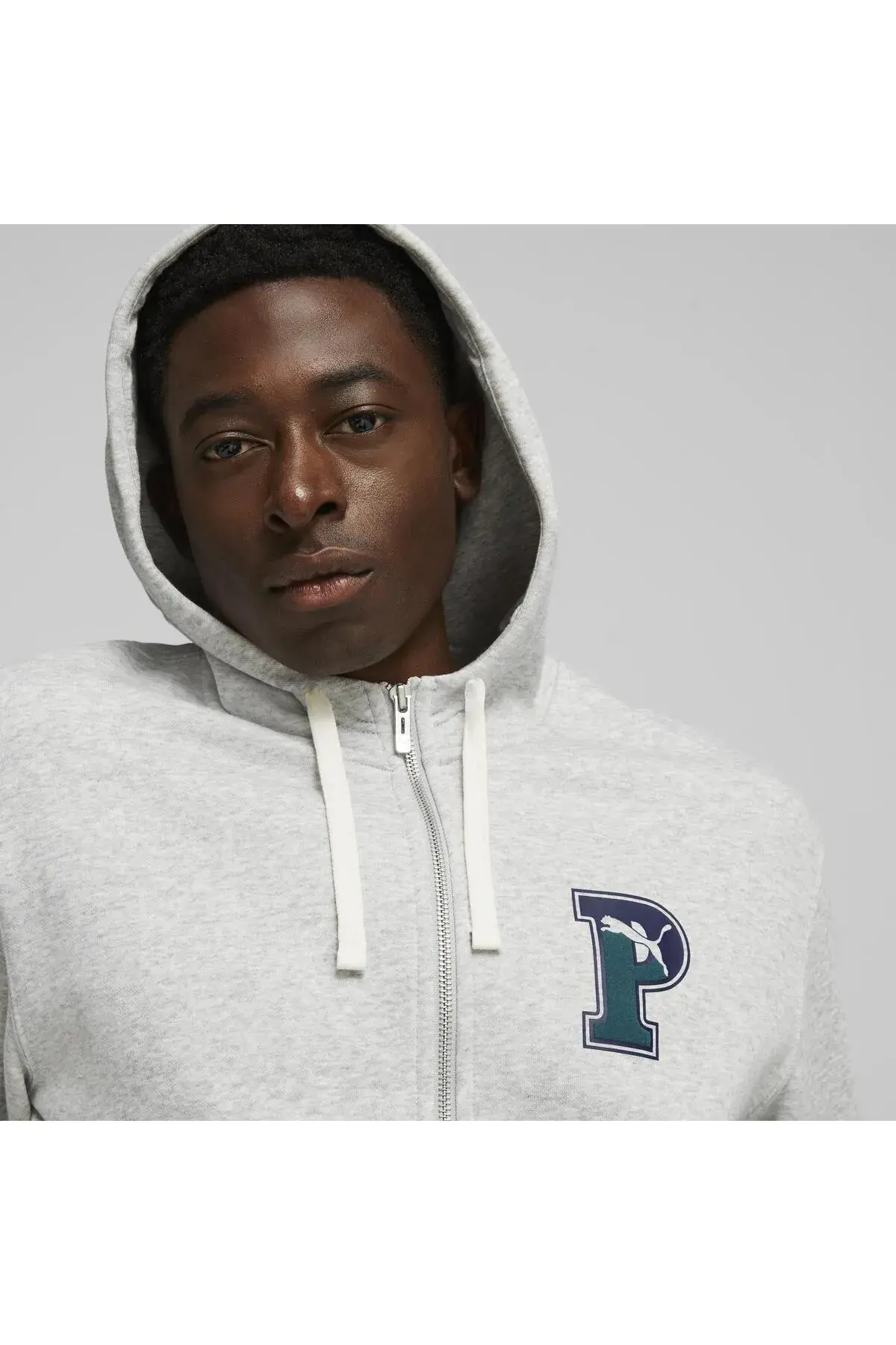 Puma SQUAD FZ Hoodie FL Açık Gri Erkek Hoodie