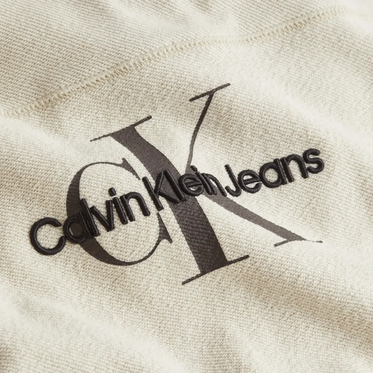Calvin Klein MONOLOGO TEXTURED CR Erkek Krem Sweatshirt