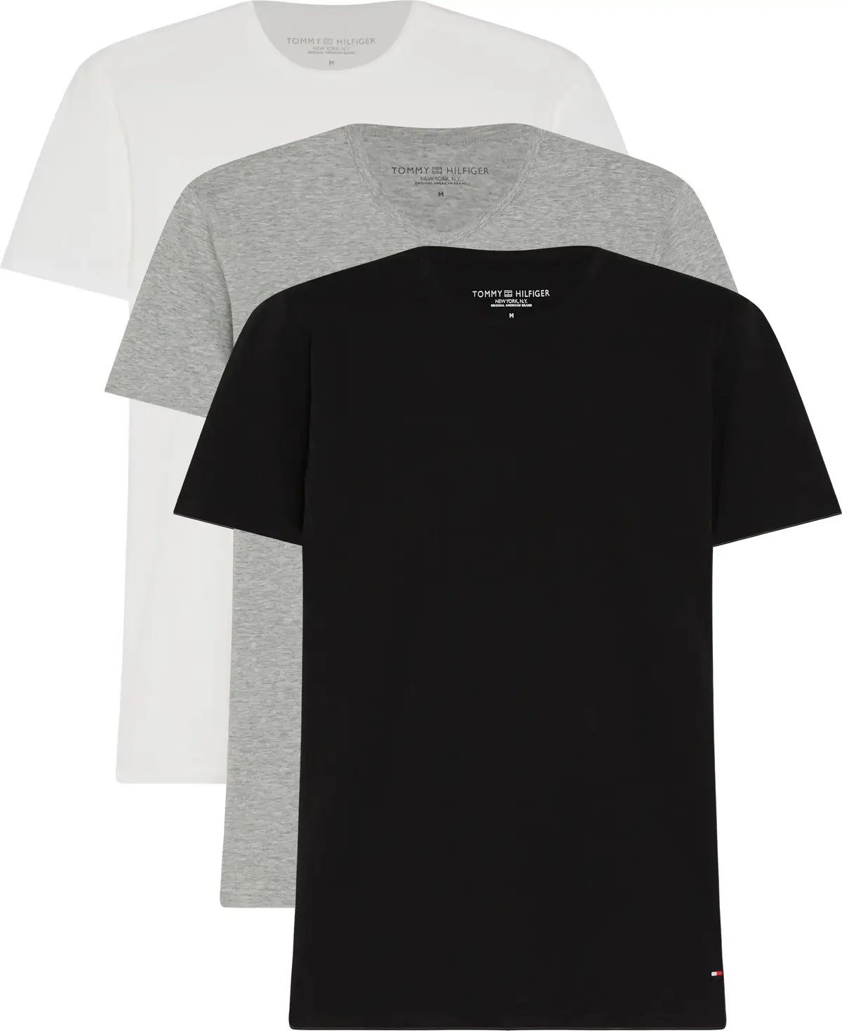 Tommy Hilfiger STRETCH VN TEE SS 3P Erkek Siyah T-Shirt