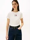 Tommy Hilfiger TJW REG PARTY FLAG T, Beyaz Kadın T-Shirt