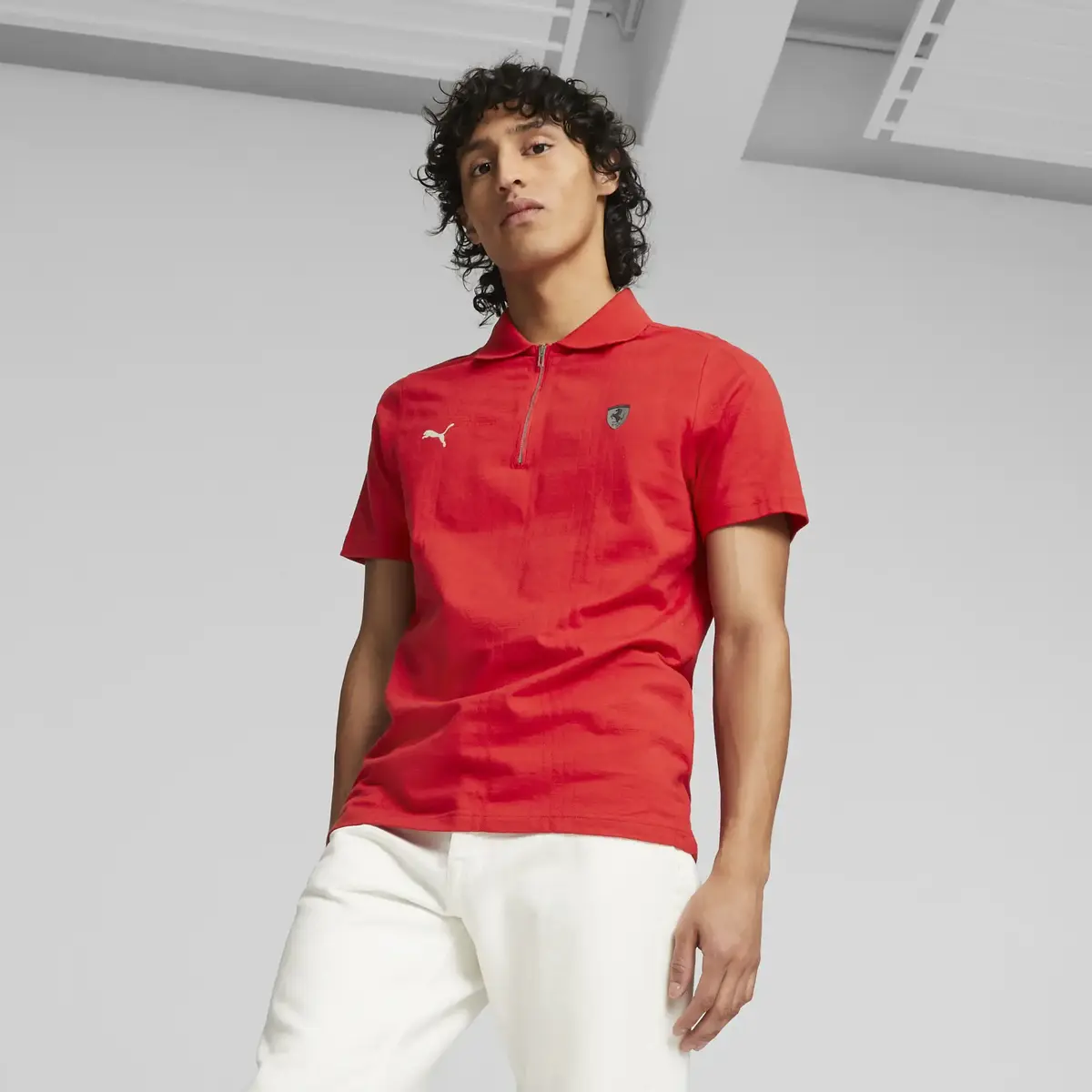 Puma Ferrari Style Polo jacquard Kırmızı Erkek T-Shirt