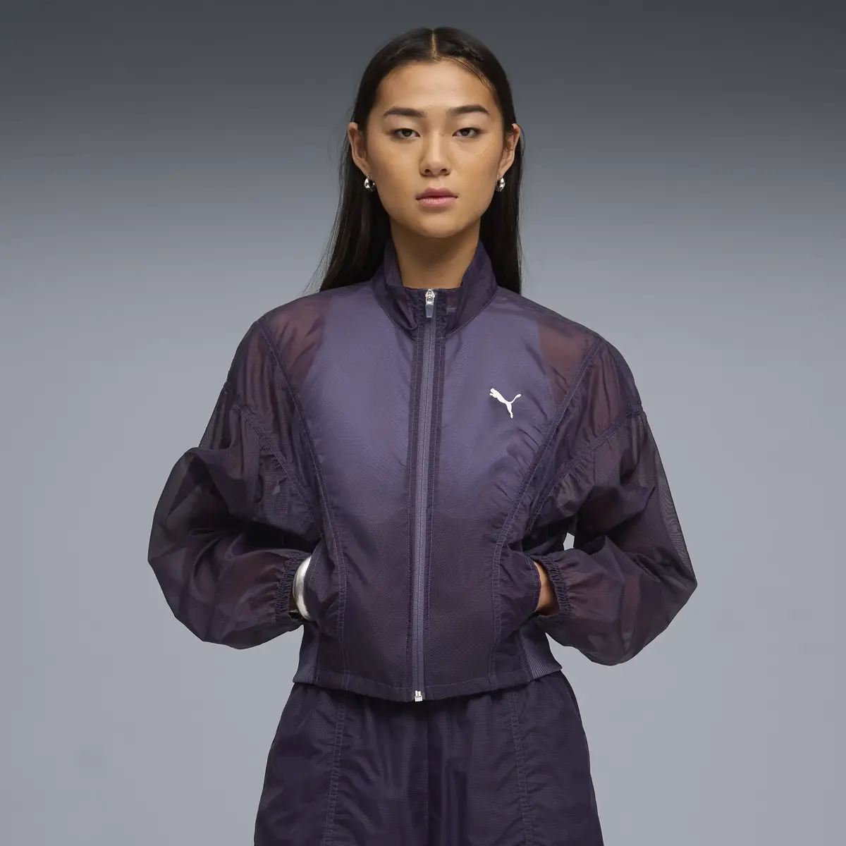 PUMA DARE TO Oversized Woven Jacket Deep Plum Mor Kadın Ceket