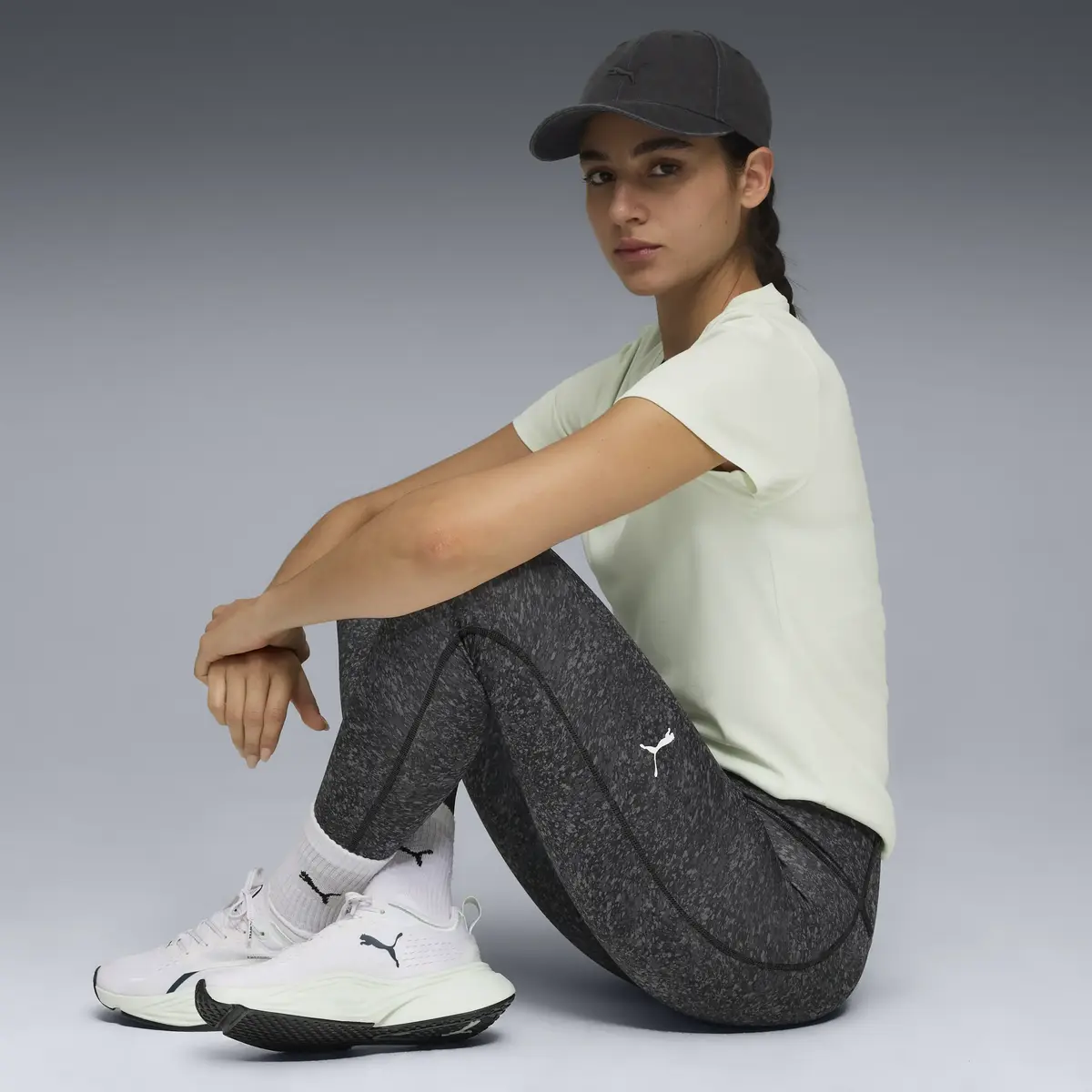 PUMA W TAD ESSENTIAL PEBBLE TIGHT - AOP HW 7/ Siyah Kadın Tayt