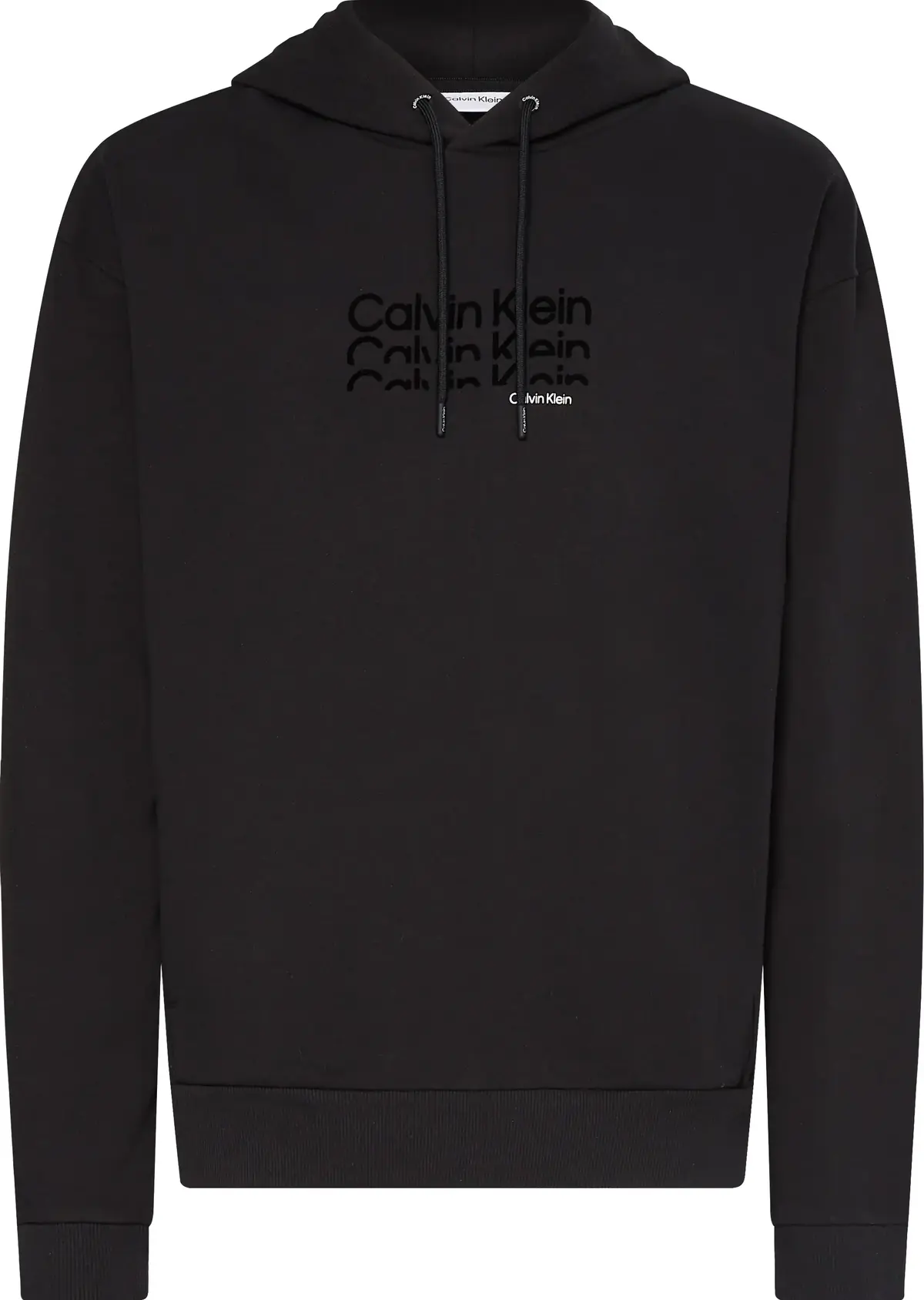 Calvin Klein TRIPLE LOGO FLOCK CO Erkek Siyah Hoodie