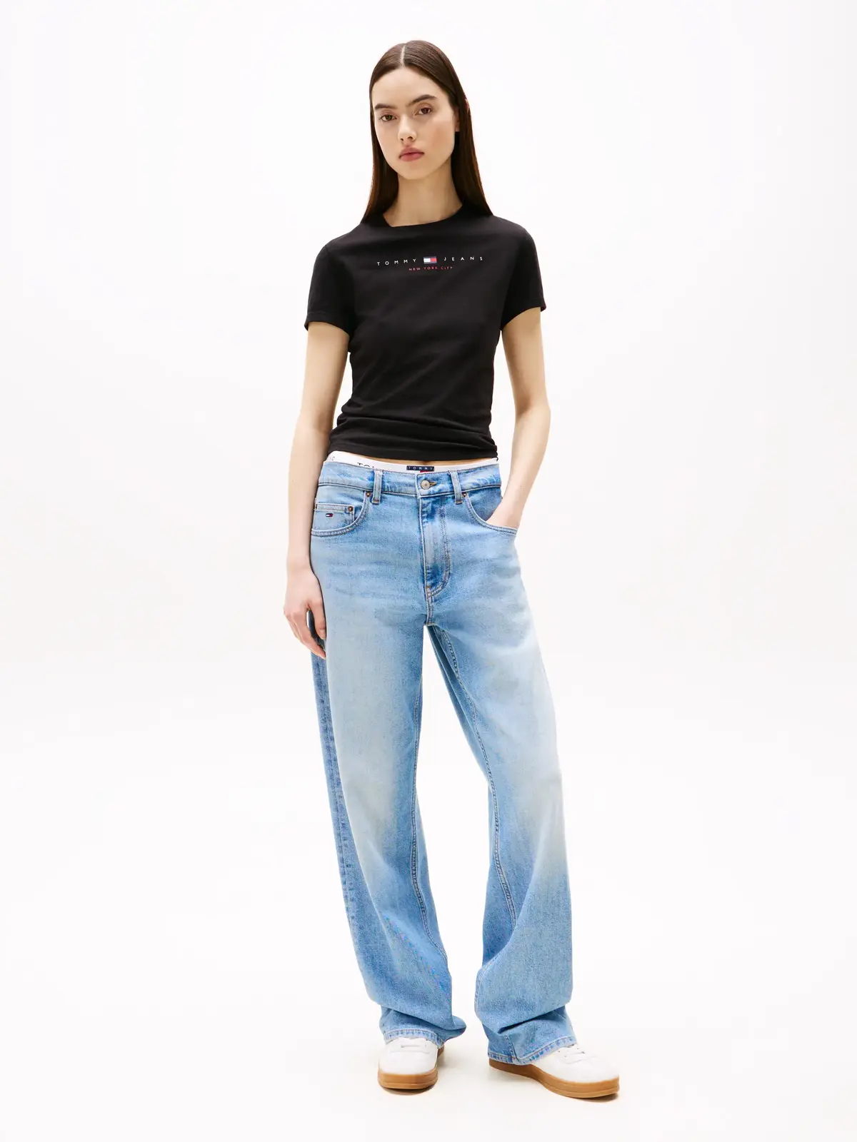 Tommy Hilfiger TJW SLIM TJ US LINEA, BDS Siyah Kadın T-Shirt & Polo