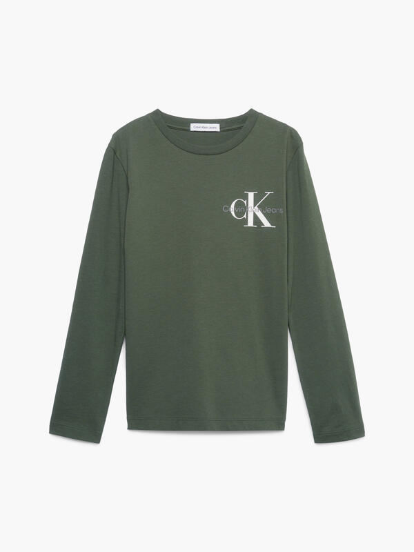 Calvin Klein CHEST MONOGRAM LS TO Erkek Yeşil T-Shirt