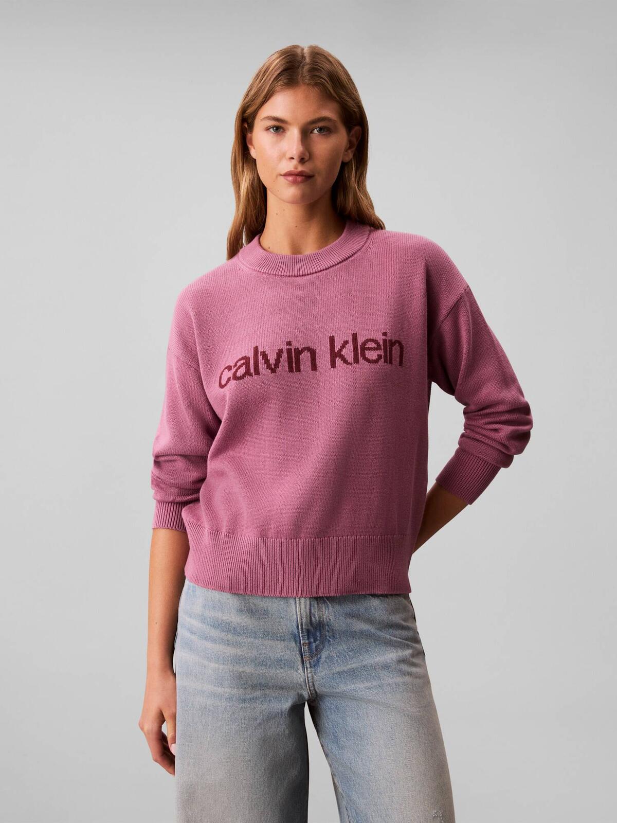 Calvin Klein Cotton Graphic Pullover Kırmızı Kadın Sweatshirt