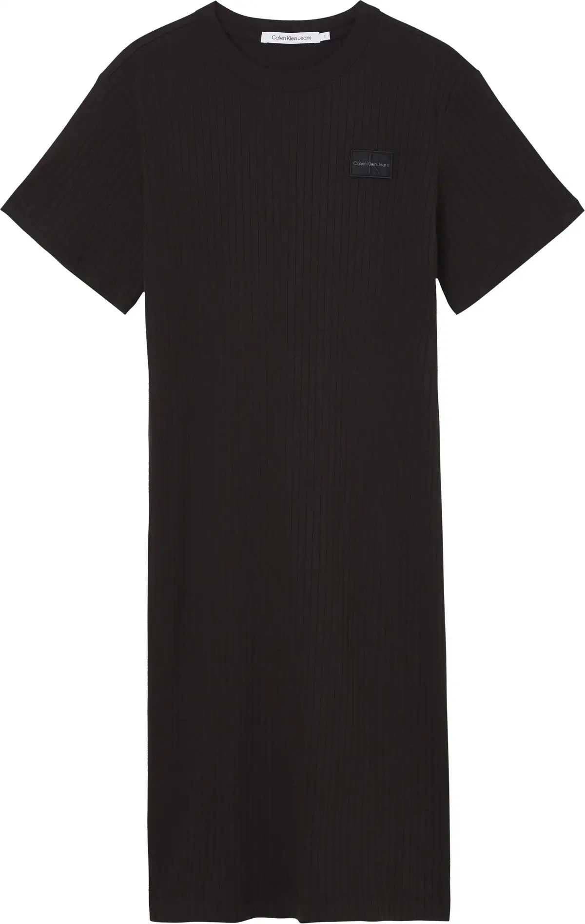 Calvin Klein BADGE RIB T-SHIRT DR Kadın Siyah Elbise