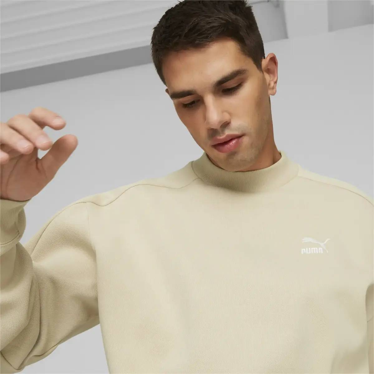 Puma T7 Mock Neck Crew DK Granola Bej Erkek Sweatshirt