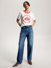 Tommy Hilfiger REG VARSITY FLOCK C- Kadın Krem T-Shirt