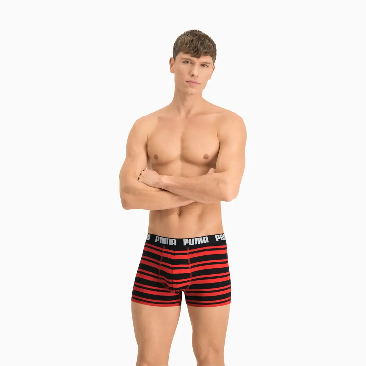 Puma PUMA HERITAGE STRIPE BOXER 2P red / blac Kırmızı/Siyah Erkek 2'li Boxer