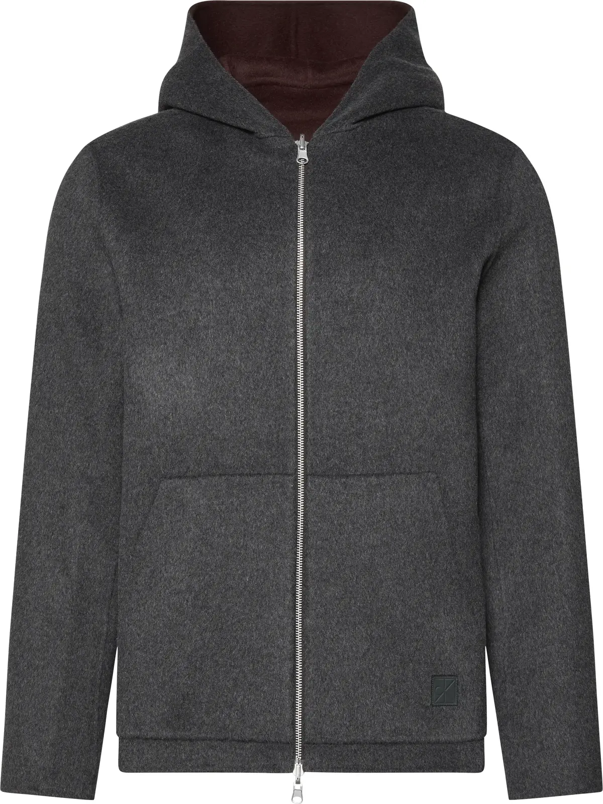 Calvin Klein LS DOUBLE FACE WOOL HOODED JKT Erkek Gri Fermuarlı Sweatshirt