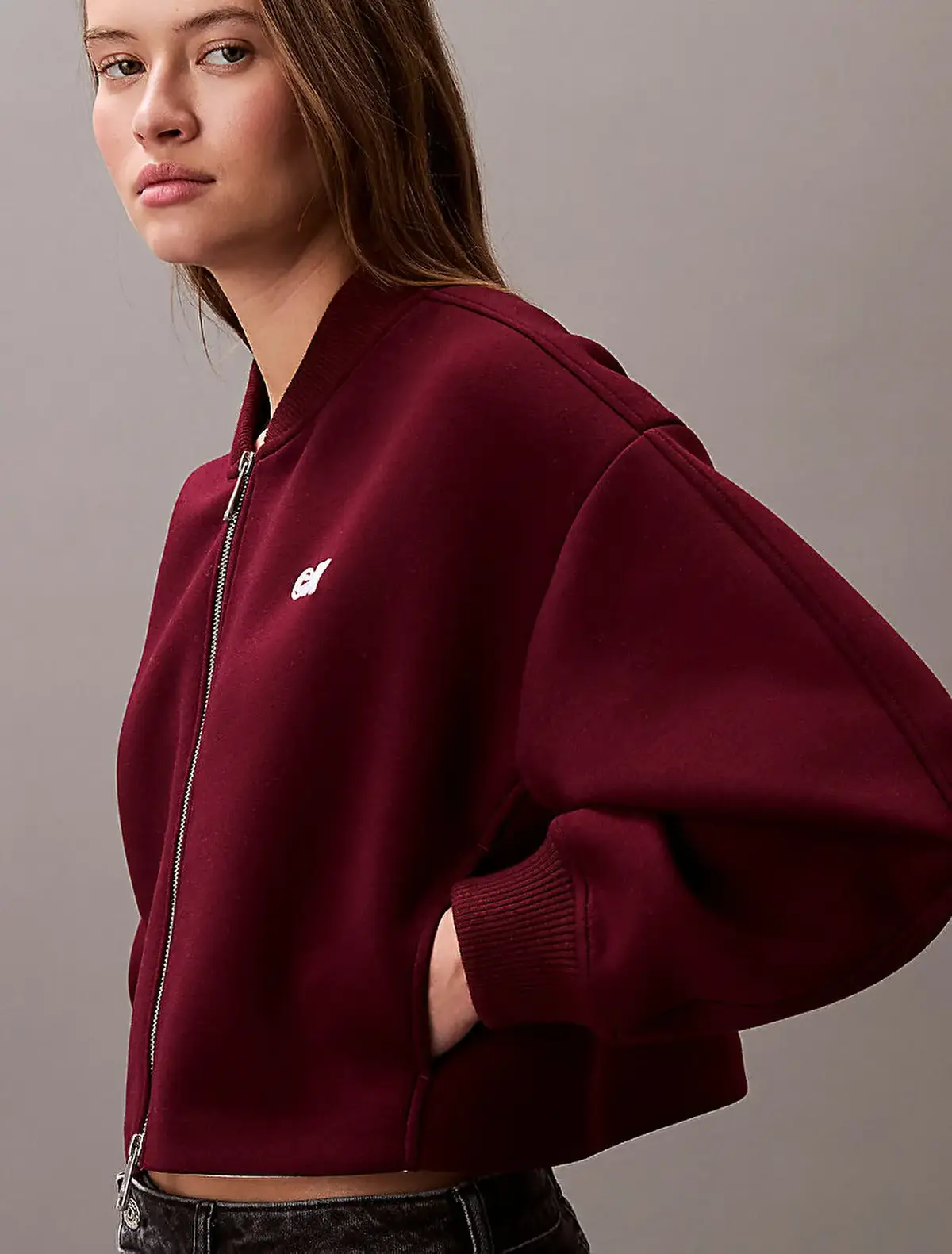 Calvin Klein A- OVERSIZED SCUBA ZIP BOMBER JA Bordo Kadın Ceket Calvin Klein A- OVERSIZED SCUBA ZIP BOMBER JA Bordo Kadın Ceket
