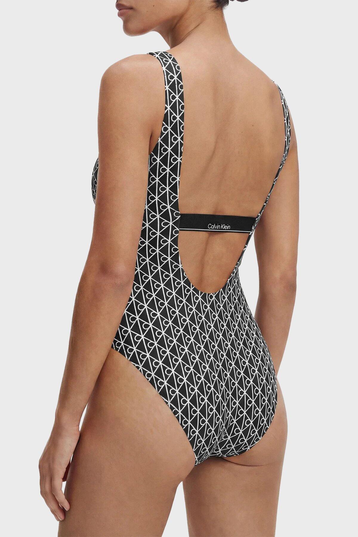Calvin Klein SCOOP BACK ONE PIECE Siyah Kadın Logolu Mayo