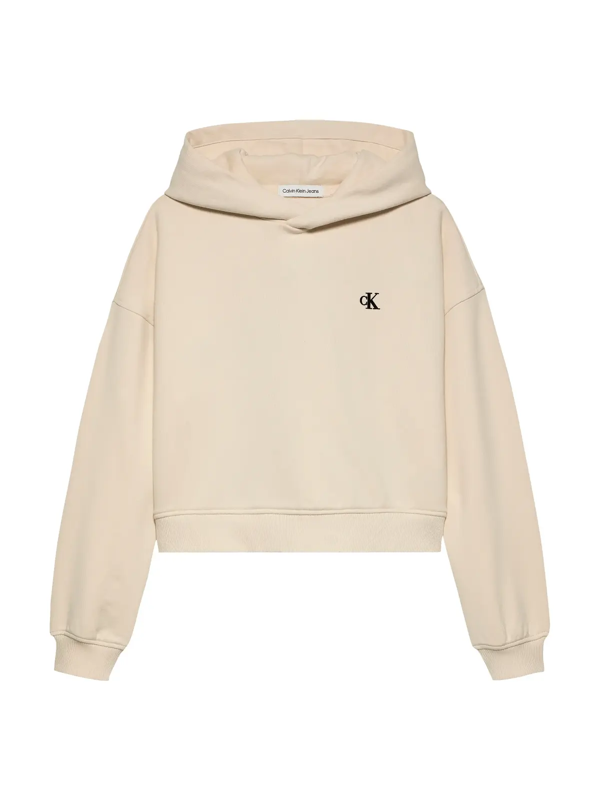 Calvin Klein HANDWRITING LOGO HOO Bej Çocuk Kapüşonlu Sweatshirt